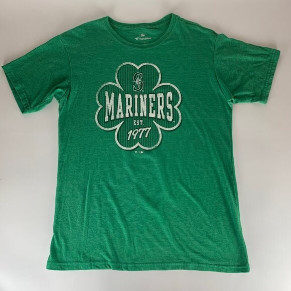 Seattle Mariners Green Fanatics St Patricks Day Short Sleeve Shirt Mens Large - Picture 1 of 4